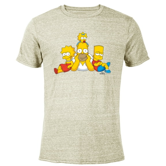 The Simpsons Homer Lisa Bart and Maggie Portrait - Short Sleeve Blended T-Shirt for Adults - Customized-Yellow