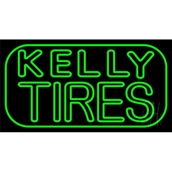 Kelly Tires LED Neon Sign 13 x 24 - inches, Clear Edge Cut Acrylic Backing, with Dimmer - Bright and Premium built indoor LED Neon Sign for automotive store, and mall.