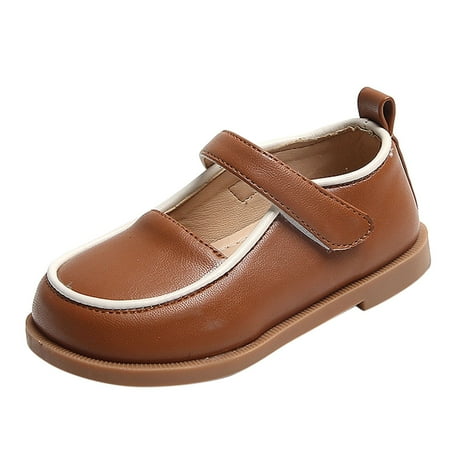 

Jdefeg Winter Boots Toddler Girls Fashion Autumn Girls Casual Shoes Flat Lightweight Solid Color Hook Loop Dress Shoes Simple Style Kids Boots For Girls Animal Pu Brown 26