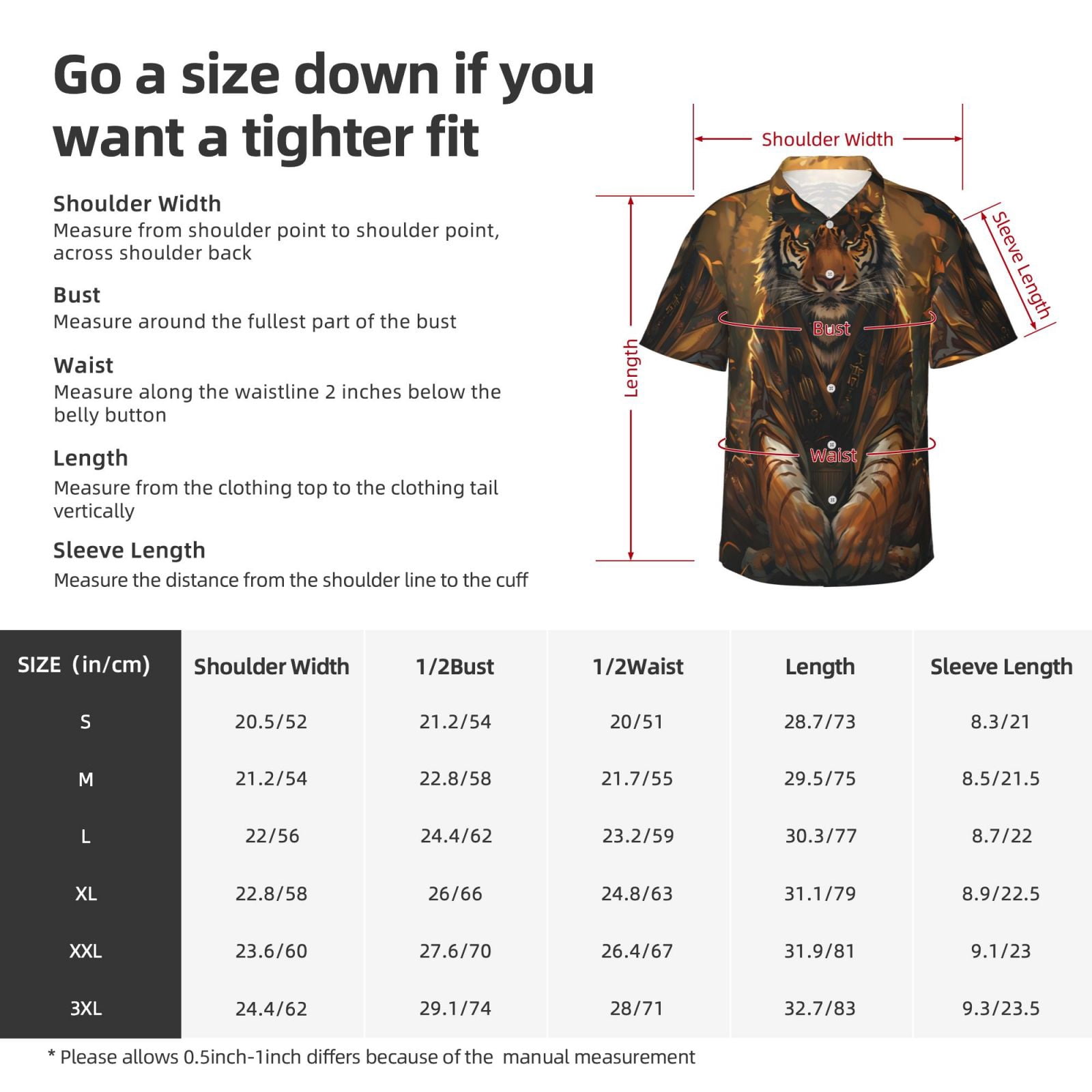 Logiee Tiger In The Fallen Leaf Forest Print Mens Hawaiian Shirts,Loose-Fit Short Sleeve Button Down Tropical Aloha Beach Shirt,Summer Vacation Wedding Tops,Small