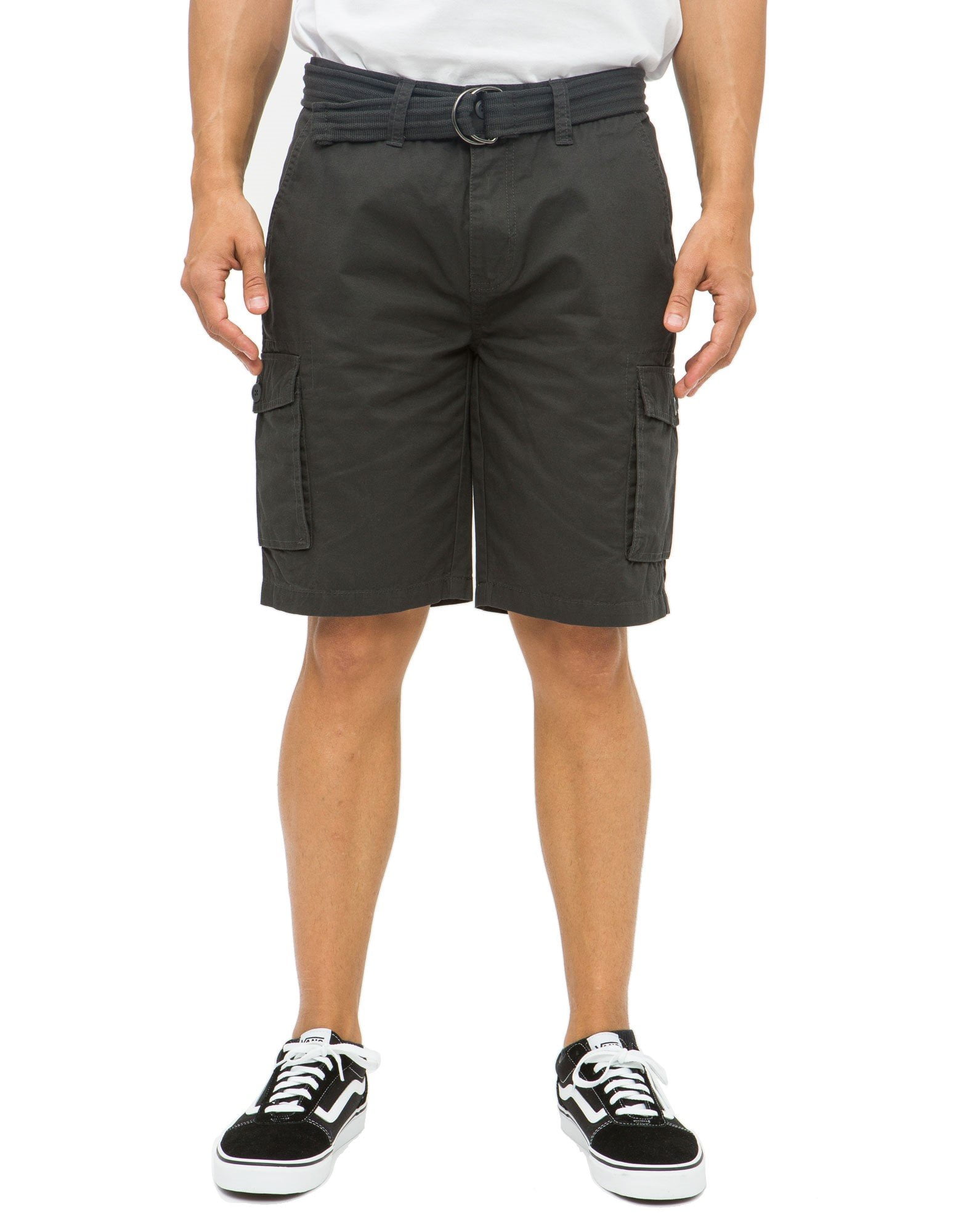 Sweatwater Mens Elastic Waist Plain Bandage Multi Pocket Bermuda Cargo Shorts