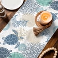 thumbnail image 3 of Ocean Turtle Table Runner 72 Inches, Nautical Sea Coral Conch Shells Watercolor Bed Runner Dresser Scarves Tabletop for Indoor Outdoor Parties/Ceremony/Banquet, 14" x 72", 3 of 9