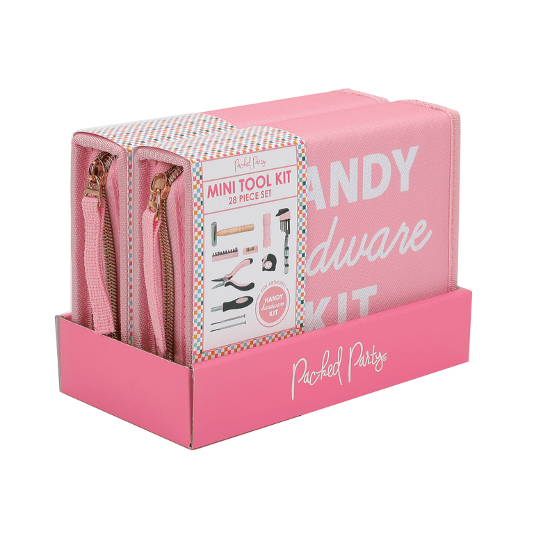Packed Party 28 Piece Mini Tool Kit with Zipper Case, Pink