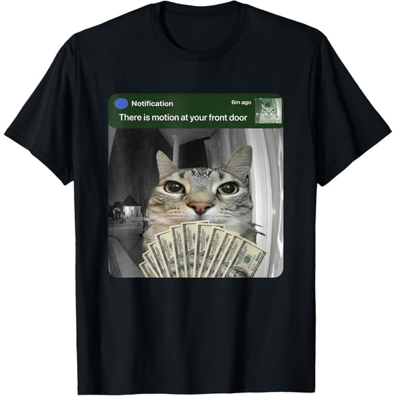 Ring Cat with Motion Meme T-Shirt- American fashion hot selling casual retro high quality 100% cotton T-shirt 1 piece