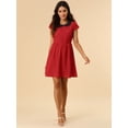 thumbnail image 3 of INSPIRE CHIC Women's Doll Collar Above Knee Hidden Zipper Back Dress, 3 of 6