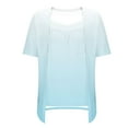 thumbnail image 6 of Fake-Two-Piece Shirts for Womens Pleated Gradient Tunic Blouses Square Neck Short Sleeve Tees Loose Relaxed Fit Tee Shirts Layered Blouse Shirt Hide Belly Tunic Tops Trendy Summer 2025, 6 of 7