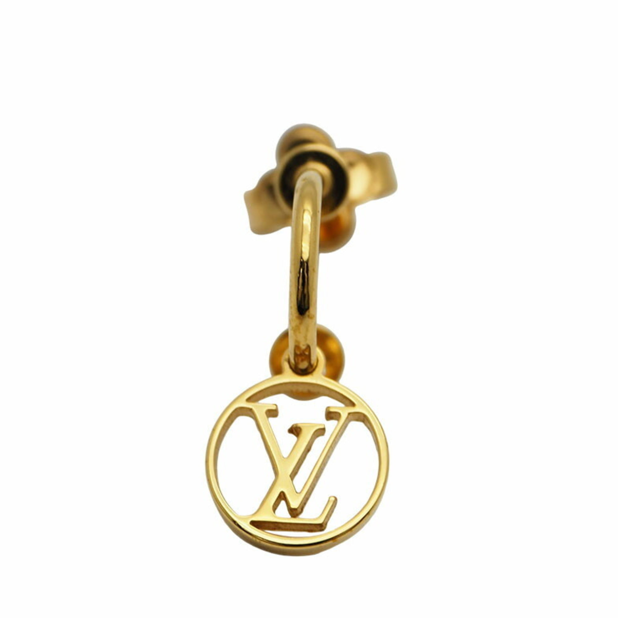 Louis Vuitton Earrings Blooming Lv Circle Monogram Flower Metal Gold M64859  - 2 Pieces