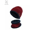 thumbnail image 2 of Gustave 2Pcs Winter Hat Scarf Set Lined Skull Cap Warm Knitted Beanie Hat for Men Women Kids "Red", 2 of 6