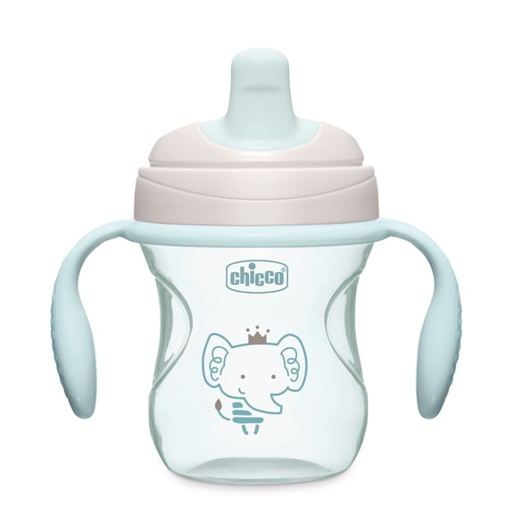 Chicco 7oz. Semi-soft Trainer with Bite-Resistant Spout, Snap-on Cap and Removable Handles, 6m - Sage