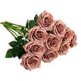 thumbnail image 1 of Artificial Rosa, 10 Uds., Ramo de Flores Abierto, Tallos de Rosas Sintéticas para Arreglo de Boda, Ramo de Novia, Centro de Mesa, Flores de Seda Sintética Falsa (Rosa Polvorienta), 1 of 7