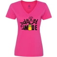 thumbnail image 3 of Inktastic Vacay Mode with Palm Trees Sun and Pineapple Women's V-Neck T-Shirt, 3 of 5