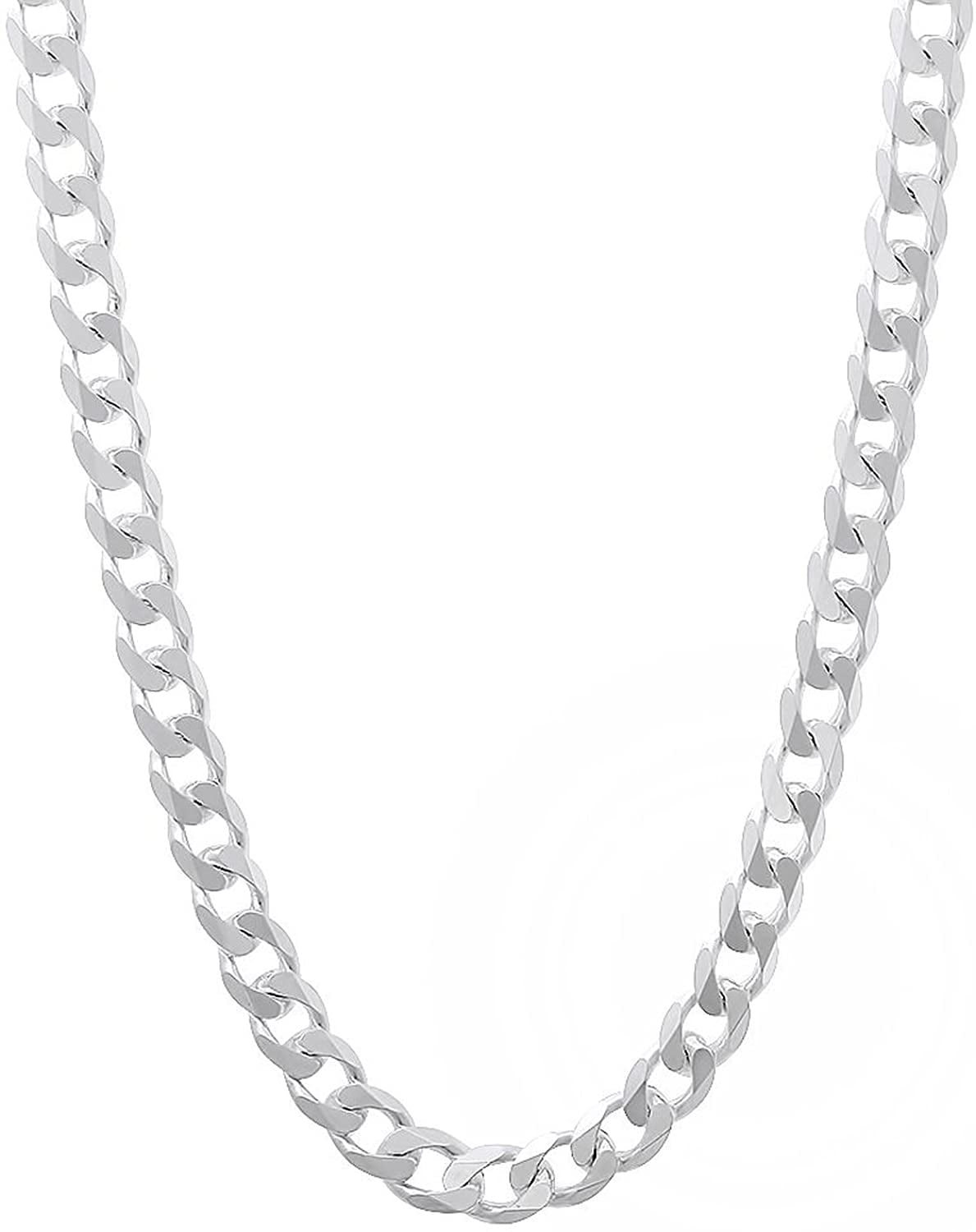 Made In Italy NYC Sterling Chain Necklace 3MM Sterling Silver .925 Curb Link For Men And Women 