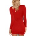 thumbnail image 4 of Vestido mini de fiesta ajustado con escote en V y mangas largas sexy para mujer, 4 of 4