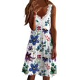 thumbnail image 2 of SMihono Robes Bohèmes d'Été Femmes Grande Taille Mode Femmes Décontracté Aguichant Col en V Uni Été Dentelle Sans Manches Robe Mini, 2 of 5