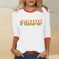 thumbnail image 2 of HKEJIAOI Pride Shirts for Women 3/4 Length Sleeve Tops Pride Month Rainbow Graphic T-Shirt Red Ringer White Tee, Red L, 2 of 4