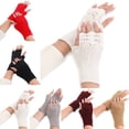 thumbnail image 2 of Femmes Gants Sans Doigts Tricotés Demi-Doigts Mitaines Gants d'Ordinateur, 2 of 10
