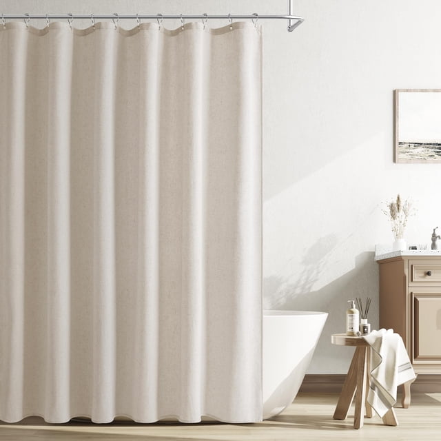 Cortina de ducha Naturoom de lino con forma de avena, 180 x 200 cm, repelente al agua
