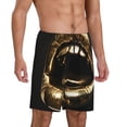 thumbnail image 2 of Balery Golden Lips Modern Sculpture Pantalones cortos de pijama de punto de algodón para hombre con cinturilla y bolsillos-XX-Large, 2 of 6