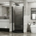 thumbnail image 5 of 34"x72" Pivot Shower Door, 1/4 inch Thick Tempered Glass Swing Shower Door in Black Finish, Semi-Frameless Design, 5 of 6