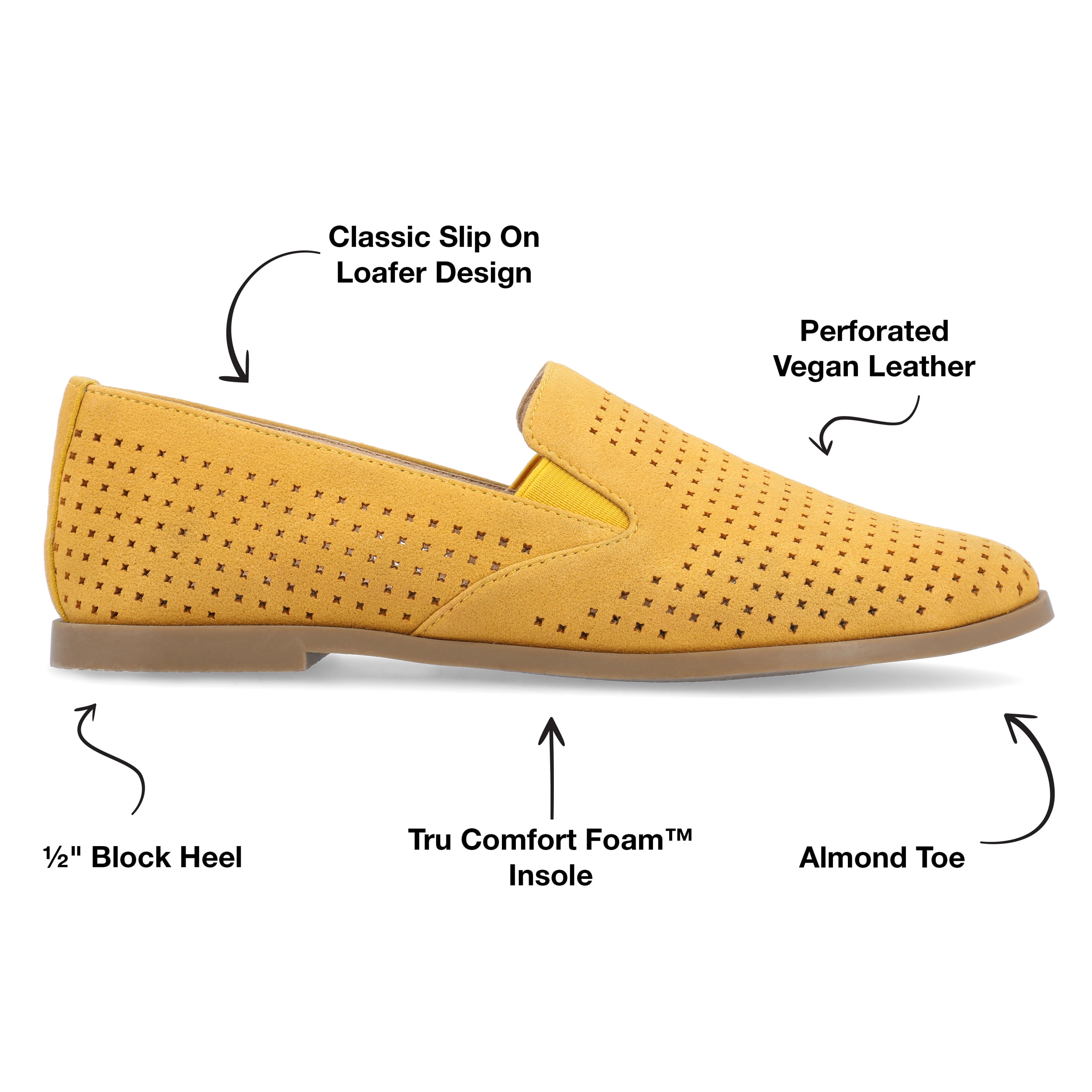 Journee Womens Lucie Slip On Almond Toe Loafer Dress Flats, Widths Available