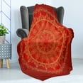 thumbnail image 4 of Mandala Soft Flannel Fleece Throw Blanket, Ottoman Motifs Style Framework Design Floral Leaves, Cozy Plush for Indoor and Outdoor Use, 50" x 70", Burgundy Vermilion, by Ambesonne, 4 of 5