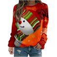 thumbnail image 2 of Drppepioners Chandails en Molleton d'Automne pour Femmes, Mode de Noël Décontractée Imprimé Col Rond Ample Manches Longues Hauts Blouse, Chandails en Molleton Sans Capuche, 2 of 5