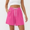 thumbnail image 2 of WAYUTE Womens Shorts Casual High Waist Loose Thin Breathable Solid Color Summer Shorts with Drawstring and Pockets Beach Outdoor,Hot Pink,2XL, 2 of 7