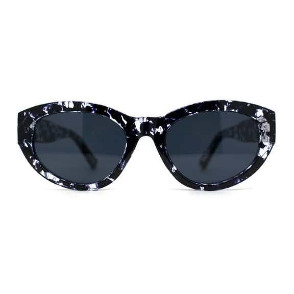 Retro Classy Thick Plastic Cat Eye Glam Fashion Sunglasses Clear Tortoise - Black