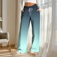 thumbnail image 4 of Cagogo Women Plus Size Wide Leg Flowy Pants with Pockets Tie Dye Casual Loungewear Long Drawstring Trousers Party Beach Vacation, Green L, 4 of 6