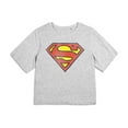 thumbnail image 2 of Superman Retro Supes Logo Distressed Women's Boxy Cropped T-Shirt Casual Graphic Tee, 2 of 6