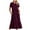 Wine, variant on ZZwxWA Summer Dresses for Women 2025 Trendy Tiered Flowy Dress Short Sleeve Casual Swing Maxi Beach Dresses with Pockets