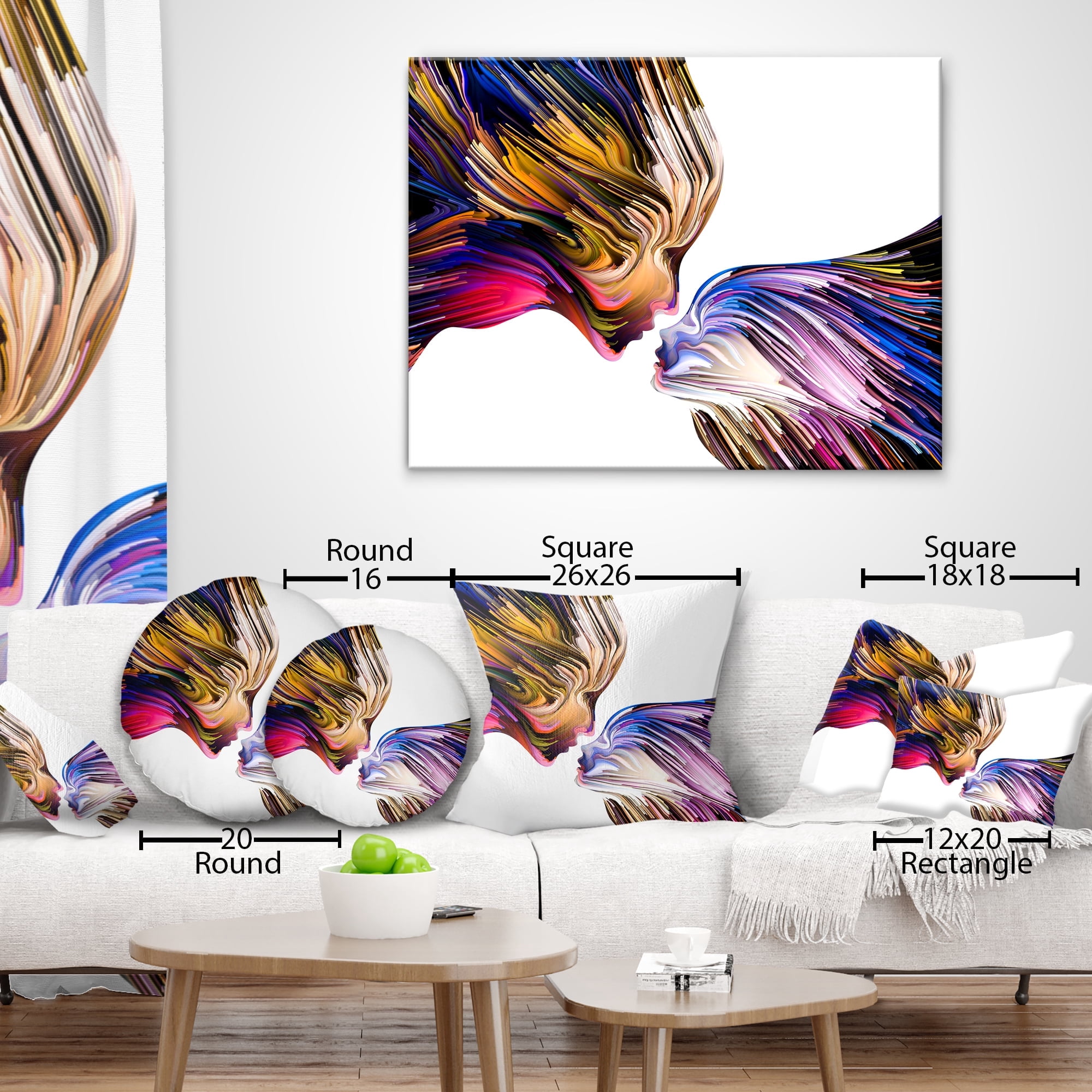 Designart Macro Render Structure Blue Yellow - Contemporary Throw Pillow - 16x16