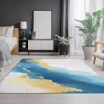 thumbnail image 4 of Area Rugs 4 X 6 ft Washable, Simple Watercolor Background Non-Skid Low Pile Indoor Carpet for Living Room Bedroom Office Backyard Decor, White Blue Printed Outdoor Rug, 4 of 7