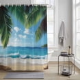 thumbnail image 4 of Coconut Tree Shower Curtains for Bathroom, Beach Blue Sky Sea Washable Fabric Shower Curtain with Hooks Waterproof Bathroom Decor Sets, 72 x 78 Inches, 4 of 9