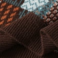 thumbnail image 4 of Mens Pullover Sweater Lightweight Patchwork Tops Button Down Festival Holiday Men's Fashion Big and Tall, Coffee, Size XL, 4 of 7