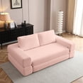 thumbnail image 4 of 81" Convertible Sofa Bed, 3-in-1 Folding Floor Couch, Corduroy Fold Out Sleeper Futon Mattress with Pillows, Boneless Lounge Loveseat for Living Room, Pink, 4 of 12