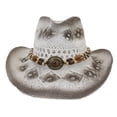 thumbnail image 1 of lionlar Chapeau de Soleil Cowboy Extérieur Chapeau de Plage d'Été pour Randonnée, Extérieur, Vacances, Blanc, 1 of 6
