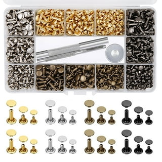 300 Sets Leather Rivets Double Cap Rivet Tubular Metal Studs With Punch  Pliers Fixing Set Tools For Diy Leather Craft