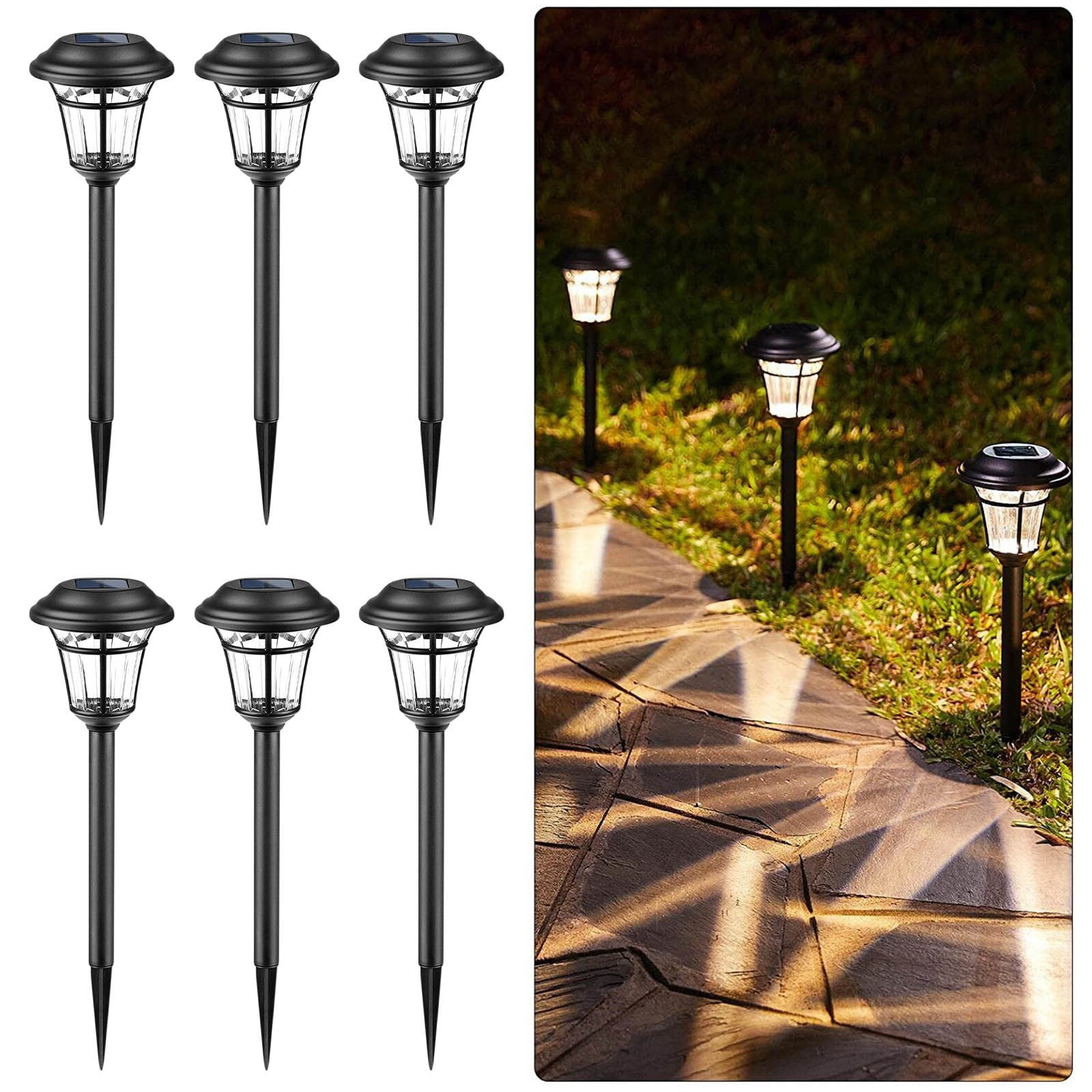 YZEGDCH Garden In-ground Pathway Lights Landscape Lighting,6 Pack Outdoor Solar Garden Ground Light Solar Garden Light for Lawn,Pathway,Driveway,Front,Back Door