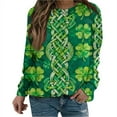 thumbnail image 2 of Pincandy Women's St. Patrick's Day Print Round Neck 3/4 Sleeve Loose T-Shirt, 2 of 7