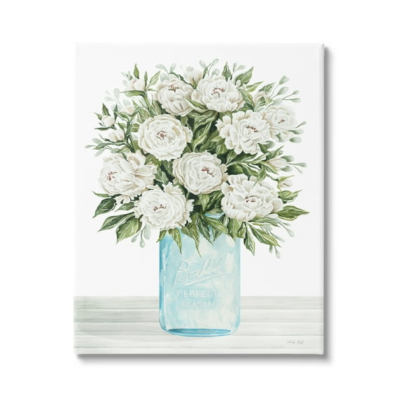 Stupell Industries White Carnations Bouquet Botanical & Floral Painting Gallery Wrapped Canvas Art Print Wall Art, 16 x 20