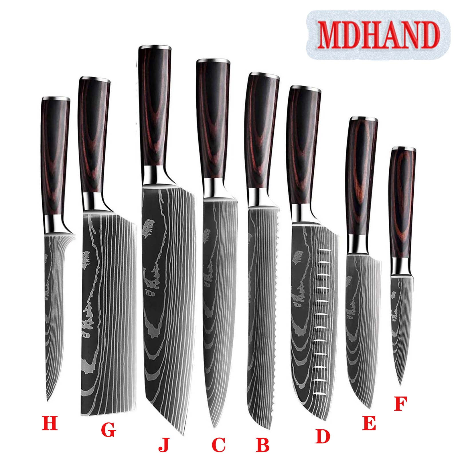 Japanese Chef Knives Professional Set High Carbon Stainless Steel Damascus Laser 