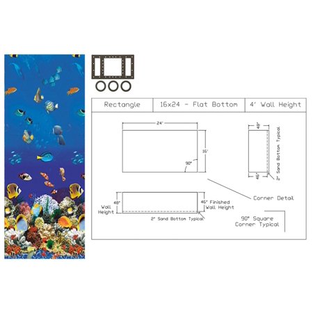 16 x 24 Rectangular Beaded Liners for Fanta-Sea Swimming Pools - 4  Flat Bottom  Caribbean  25 Gauge