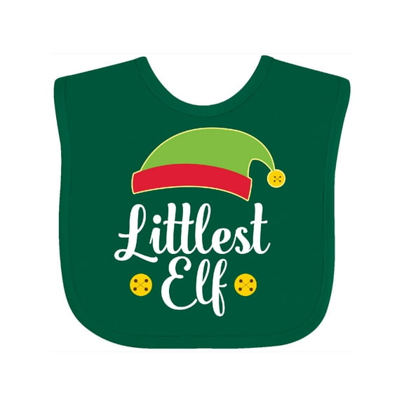 Inktastic Christmas Littlest Elf Holiday Boys or Girls Baby Bib
