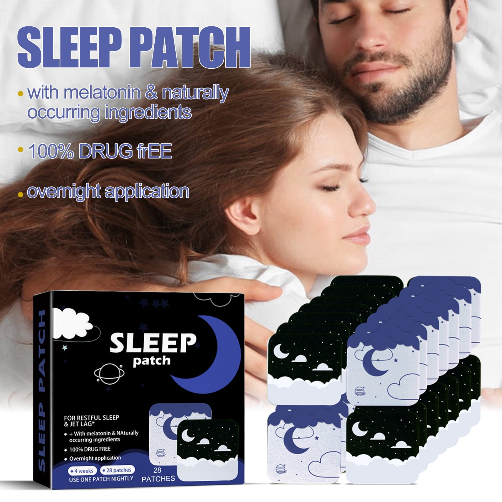 Alvantor Sleep Patches Lavender Chamomile Night Relaxation Restorative Sleep Aid for Travel Home Use, 28pcs