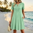 thumbnail image 6 of Helii Womens Embroidered Eyelet V Neck Short Sleeve A Line Dress with Pockets Lightweight Breathable Summer Swing Casual Loose Fit T Shirt Dress for Daily Vacation Beach Party 6 Colors, 6 of 8