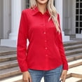 thumbnail image 6 of WULMLEO Button Down Shirts for Women Wrinkle Free Long Sleeve Collared Dress Blouses Casual Work Office Tunics Tops Red XL, 6 of 6