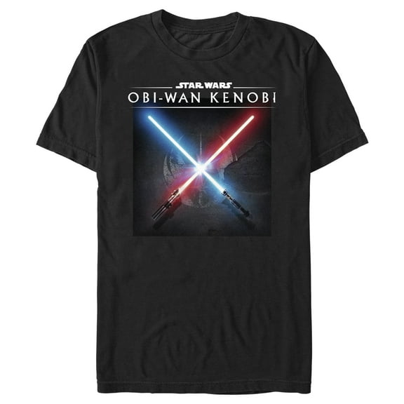 Men's Star Wars: Obi-Wan Kenobi Lightsaber Dark Side vs Jedi Clash Graphic Tee Black X Large