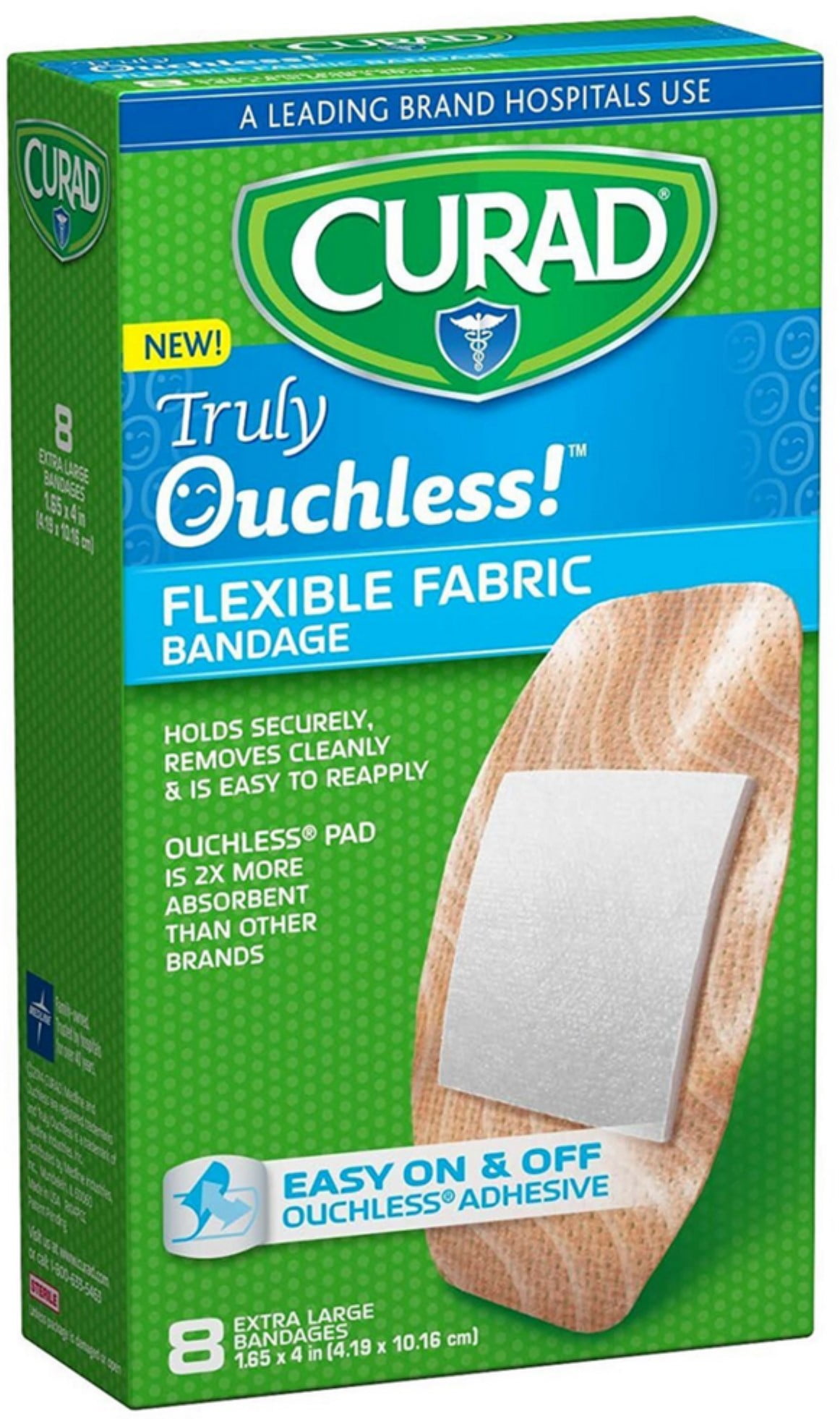 6 Pack Curad Truly Ouchless Silicone Bandages, XLarge 8 ea