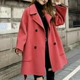 thumbnail image 3 of Lovskoo Womens Winter Coats Double Breasted Pea Coat Turn Down Collar Long Sleeve Casual Coat Cardigan Trench Coat Overcoat Hot Pink, 3 of 8